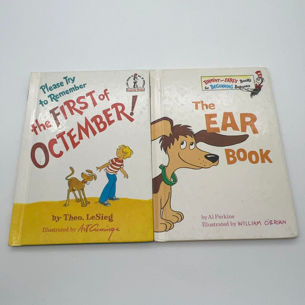 Vintage Dr. Seuss Beginner Books Lot Ear Book First of‎ Octember Grolier HC